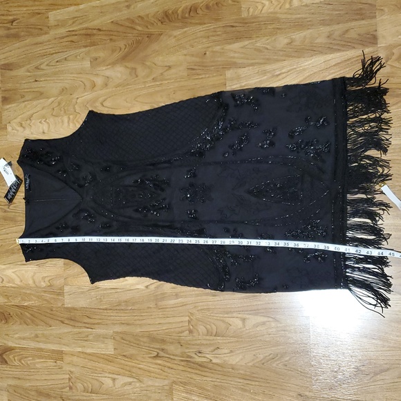 Lauren Ralph Beaded Sleeveless Cocktail Dress Fringe Beaded Embroidery Womens 16 - Picture 16 of 16